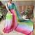 Kimisha women's turquoise blue georgette sequence saree with unstitched blouse piece