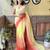 Kimisha women's yellow georgette sequence saree with unstitched blouse piece