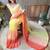 Kimisha women's yellow georgette sequence saree with unstitched blouse piece
