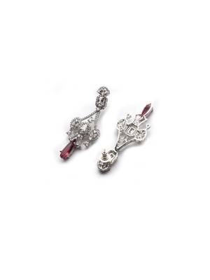 Silver plated red sparkling ad necklace and long earrings set 5