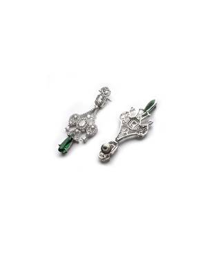 Silver plated green sparkling ad necklace and long earrings set 5