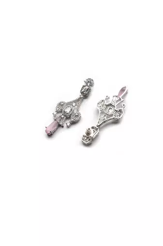 Silver plated multiclor sparkling ad necklace and long earrings set