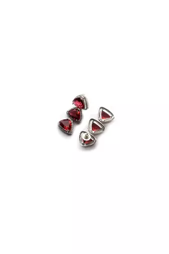 Designer silver plated red triangle ad necklace with sparkling cz stones