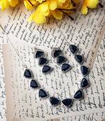 Designer silver plated blue triangle ad necklace with sparkling cz stones