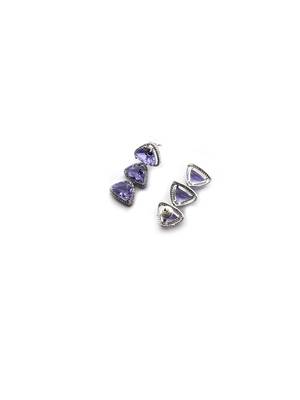 Designer silver plated lavander triangle ad necklace with sparkling cz stones 5