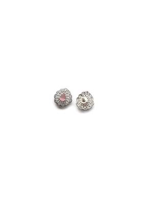 Silver plated cut work pink cz ad necklace with studs 5