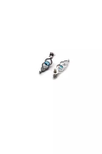 Silver plated multicolor sleek cut work cz ad necklace