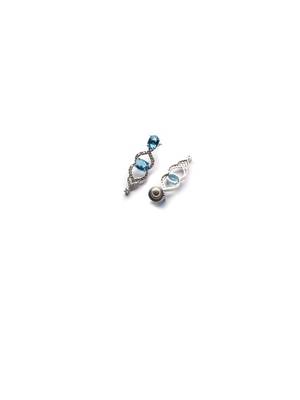 Silver plated cyrstal blue sleek cut work cz ad necklace 5