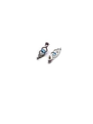 Silver plated blue sleek cut work cz ad necklace 5