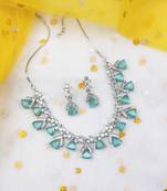 Turquoise blue cubic zirconia necklace set for glamorous engagements