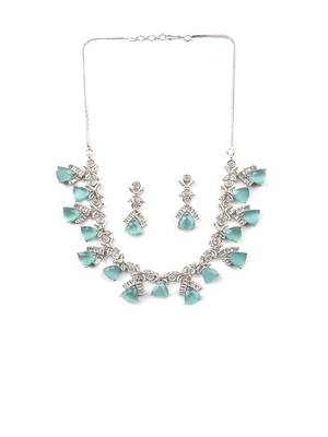 Turquoise blue cubic zirconia necklace set for glamorous engagements 3