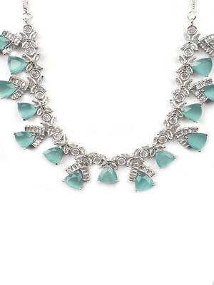Turquoise blue cubic zirconia necklace set for glamorous engagements 4