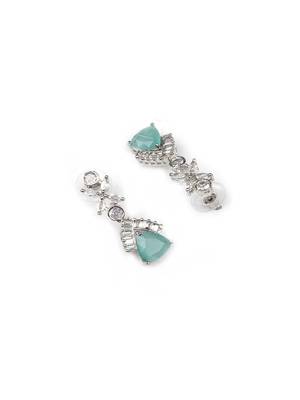 Turquoise blue cubic zirconia necklace set for glamorous engagements 5