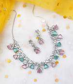 Multicolor cubic zirconia necklace set for glamorous engagements