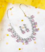 Pink cubic zirconia necklace set for glamorous engagements