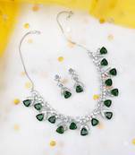 Green cubic zirconia necklace set for glamorous engagements