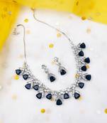 Blue cubic zirconia necklace set for glamorous engagements