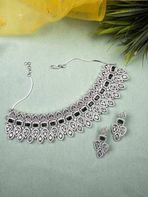 Green ad mango leaf bridal necklace set 1