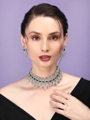 Green ad mango leaf bridal necklace set 2