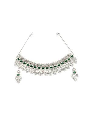 Green ad mango leaf bridal necklace set 3