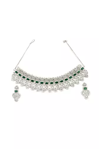 Green ad mango leaf bridal necklace set