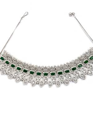 Green ad mango leaf bridal necklace set 4