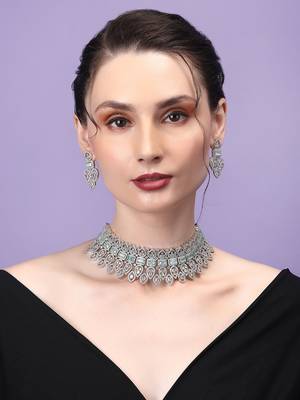 Turquoise blue ad mango leaf bridal necklace set 2