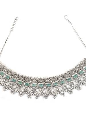 Turquoise blue ad mango leaf bridal necklace set 4
