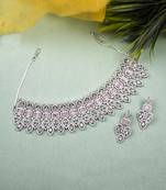 Pink ad mango leaf bridal necklace set