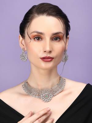 Turquoise blue cz bridal chowker set 2