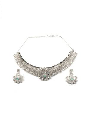 Turquoise blue cz bridal chowker set 3