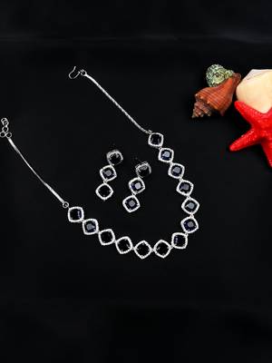 Blue cz-ad subtle necklace set 1