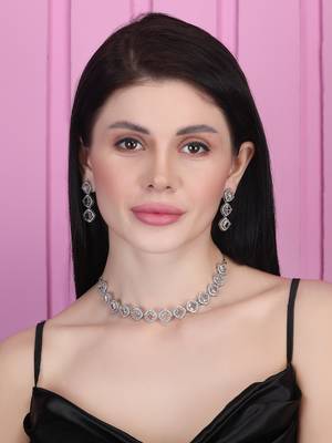 Blue cz-ad subtle necklace set 2