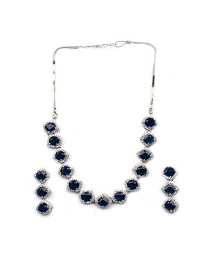Blue cz-ad subtle necklace set 3