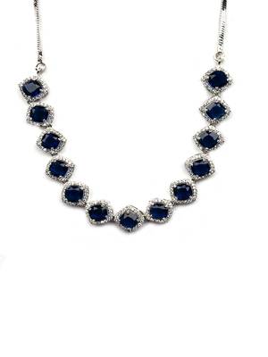 Blue cz-ad subtle necklace set 4