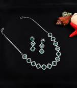 Crystal green cz-ad subtle necklace set