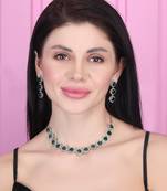 Green cz-ad subtle necklace set