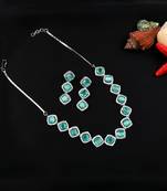 Turquoise blue cz-ad subtle necklace set