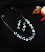 Multicolor cz-ad subtle necklace set