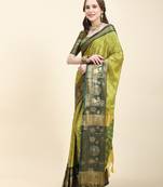 Soorpriya Women'S New Latest Woven Design Wedding Style Cotton Silk Lemon Green Saree With Blouse