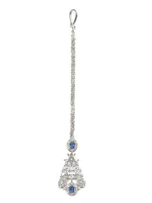 Silver plated blue exquisite american diamond necklace set 5