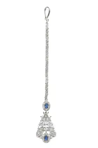 Silver plated blue exquisite american diamond necklace set