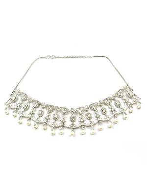 Silver plater american diamond cz party necklace set 4