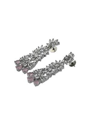 Silver plated sleek american diamond cz neckalce set 5