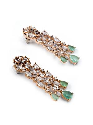 Elegant rose gold plated mint cubic zirconia party wear fusion necklace set 5