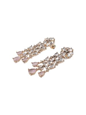 Elegant rose gold plated pink cubic zirconia party wear fusion necklace set 5