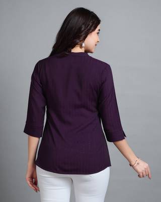  wine pure viscose rayon floral embroidered a-line top 4
