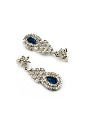 Silver plater blue american diamond water drop necklace set 5