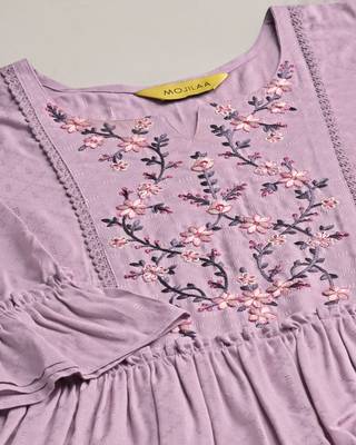  mauve pure viscose rayon floral embroidered peplum top 5