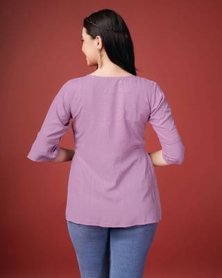  mauve pure viscose rayon floral embroidered a-line top 4